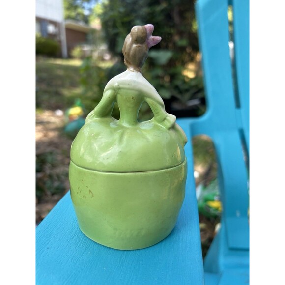 Antique Madame Pompadour Dresser Doll E&R Germany Trinket Powder Box Porcelain - Picture 2 of 9